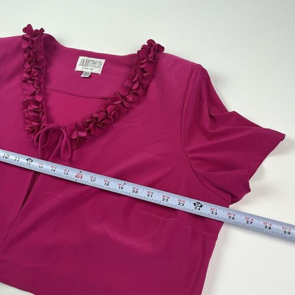Vintage Julian Taylor Ruffled Shrug Cardigan Top 20W Hot Pink Feminine Open - Picture 5 of 13